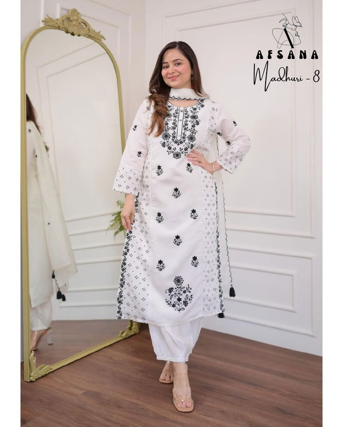 Madhuri 8 By Afsana Afghani Style Cotton Embroidery Kurti With Bottom Dupatta Wholesale Market In Surat